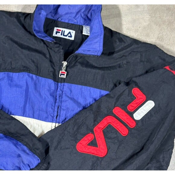 Vintage FILA Jacket Mens Medium 90s Track Windbreaker Colorblock Streetwear Zip - Picture 2 of 11